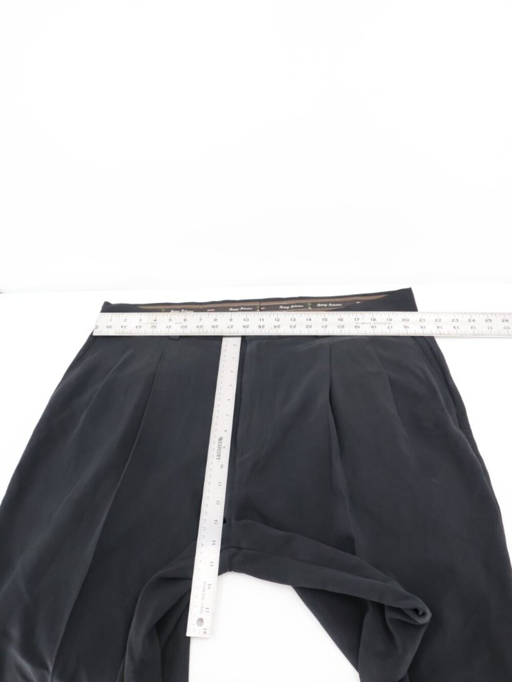 NWT Tommy Bahama Pants Mens 42 L34 Silk Pleated herringbone High Rise Black - Picture 6 of 11